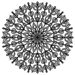 Mandala. Lace isolated ornament in black on white background. Oriental pattern. 