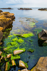 Colorful rock formation in Bornholm, Denmark