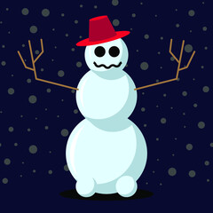 Cartoon illustration of a scary snowman in vector