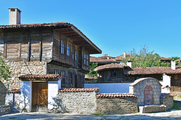 Old houses and streets in a traditional village in Bulgaria