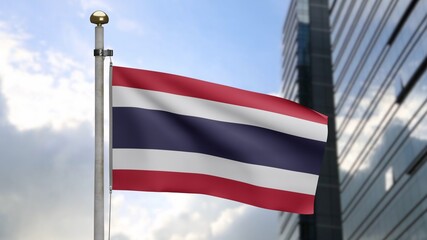 3D, Close up of Thailand banner blowing soft silk.
