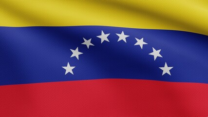 3D, Venezuelan flag waving on wind. Venezuela banner blowing soft silk.
