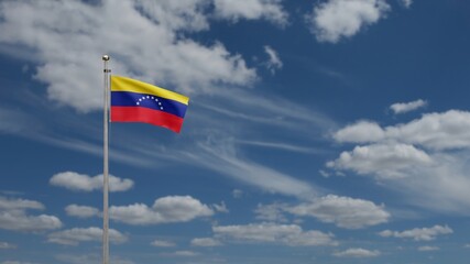 3D, Venezuelan flag waving on wind. Venezuela banner blowing soft silk.