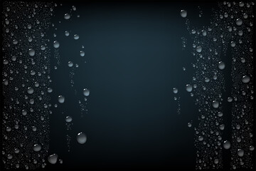 Black Background With Water Drops. Vector Photo Realistic Image Of Raindrops Or Vapor