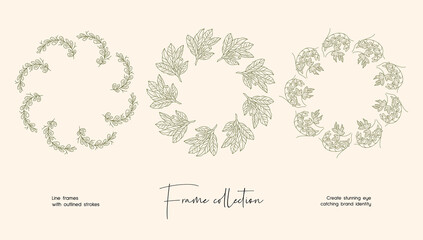 Line art illustration collection of decorative vector frames for branding or logo 