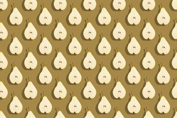 Pears pattern on brown background