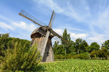 Fototapeta na wymiar Windmill. The Lublin Open Air Village Museum. Lublin. Poland