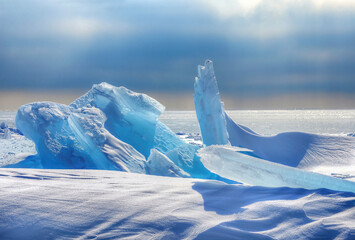 blue ice on lake Ontario