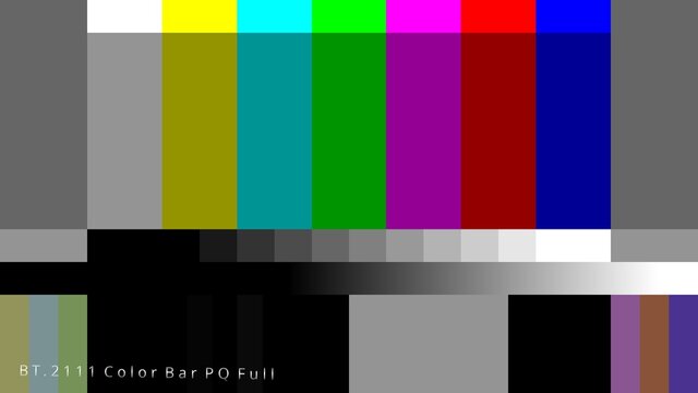 A signal background of a BT.2111 Color Bar PQ Full testing.