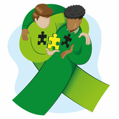 Symbol icon awareness, World Organ Transplant Day, green ribbon. Ideal for educational and informational materials