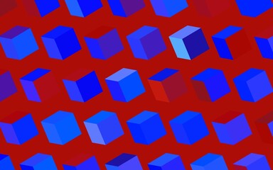 Dark Blue, Red vector pattern in square style.
