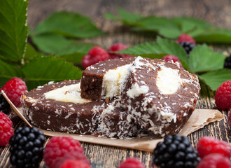 chocolate cake with creamy coconut filling