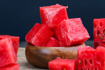 sliced red ripe watermelon close up