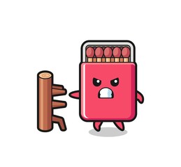 matches box cartoon illustration as a karate fighter