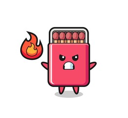 matches box character cartoon with angry gesture