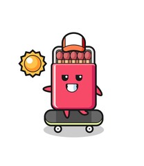 matches box character illustration ride a skateboard