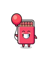 matches box mascot illustration is playing balloon