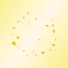 Russian ruble coins falling. Emotional scattered RUB coins. Russia money. Good-looking jackpot, wealth or success concept. Vector illustration.