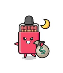 Illustration of matches box cartoon is stolen the money