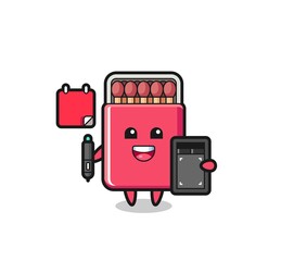 Illustration of matches box mascot as a graphic designer