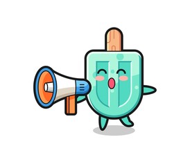 Naklejka premium popsicles character illustration holding a megaphone