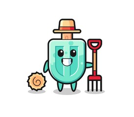 Mascot character of popsicles as a farmer