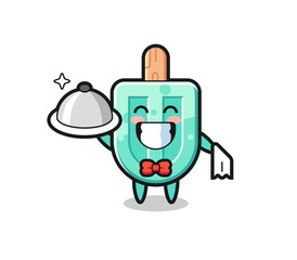 Character mascot of popsicles as a waiters