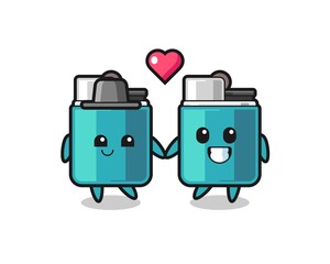 lighter cartoon character couple with fall in love gesture