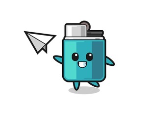 lighter cartoon character throwing paper airplane