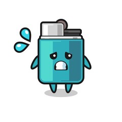 lighter mascot character with afraid gesture