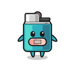 Cartoon Illustration of lighter with tape on mouth