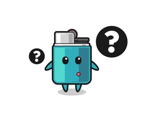 Cartoon Illustration of lighter with the question mark