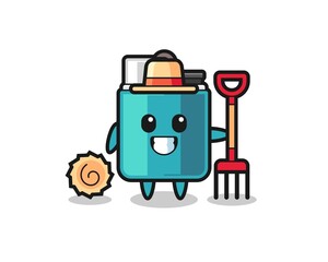Mascot character of lighter as a farmer
