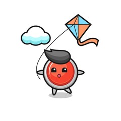 emergency panic button mascot illustration is playing kite