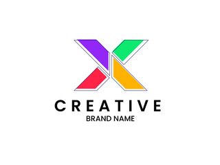 Colorful X letter logo | Geometric X letter mark | Square X Logo