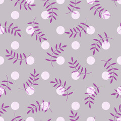 Seamless gray pattern with lilac leaves