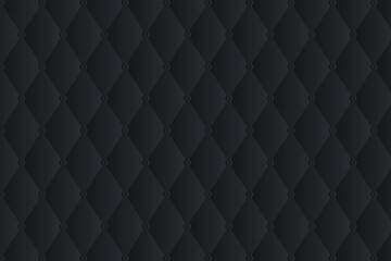 Black leather upholstery vector seamless pattern. Quilted leather texture. Can be used in web design and graphic design.