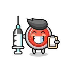Mascot Illustration of emergency panic button as a doctor