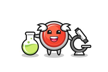 Mascot character of emergency panic button as a scientist