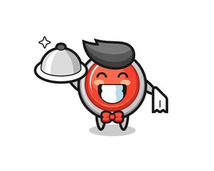 Character mascot of emergency panic button as a waiters