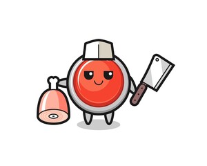 Illustration of emergency panic button character as a butcher