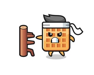 waffle cartoon illustration as a karate fighter