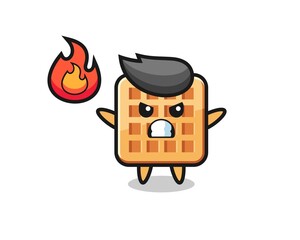 waffle character cartoon with angry gesture