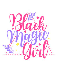 black magic girl African American typography design