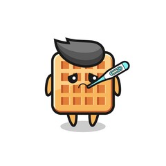 waffle mascot character with fever condition