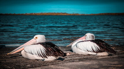 pelicans on the beach