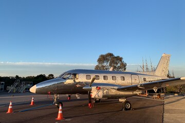 old chromium-plated airplane
