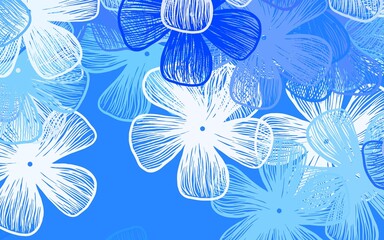 Fototapeta na wymiar Light BLUE vector natural pattern with flowers