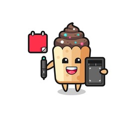 Illustration of cupcake mascot as a graphic designer