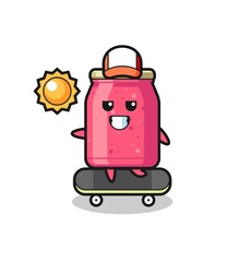strawberry jam character illustration ride a skateboard